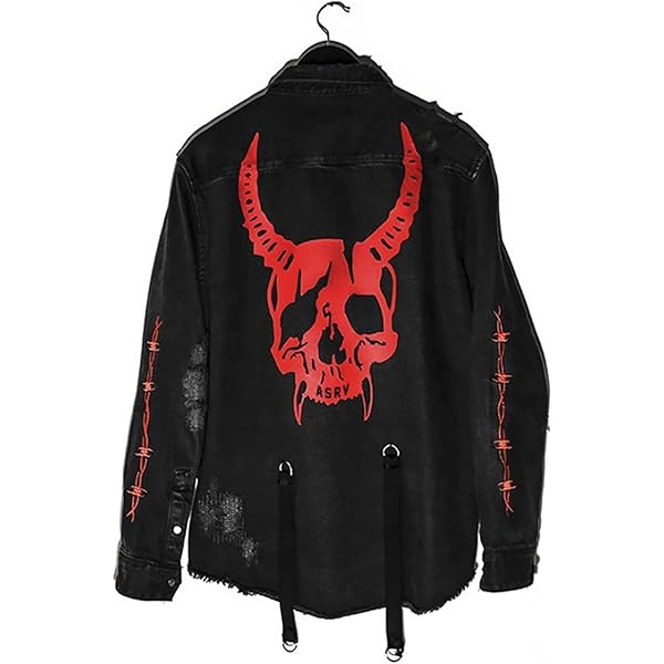ebossy Men's Skull/Cobra Print Hipster Hip-Hop Distressed
